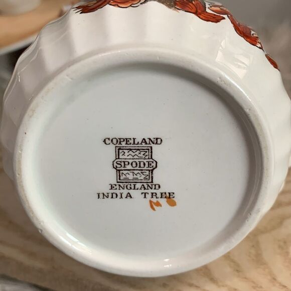 As Is Damaged Copeland Spode Indian Tree Small Pitcher Orange Floral Scallop - Picture 4 of 17